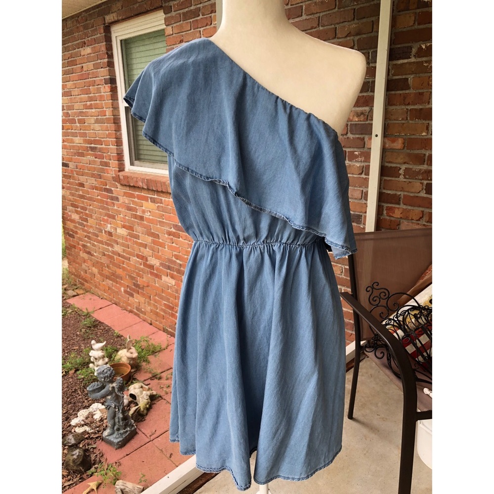 Denim One Shoulder Dress
